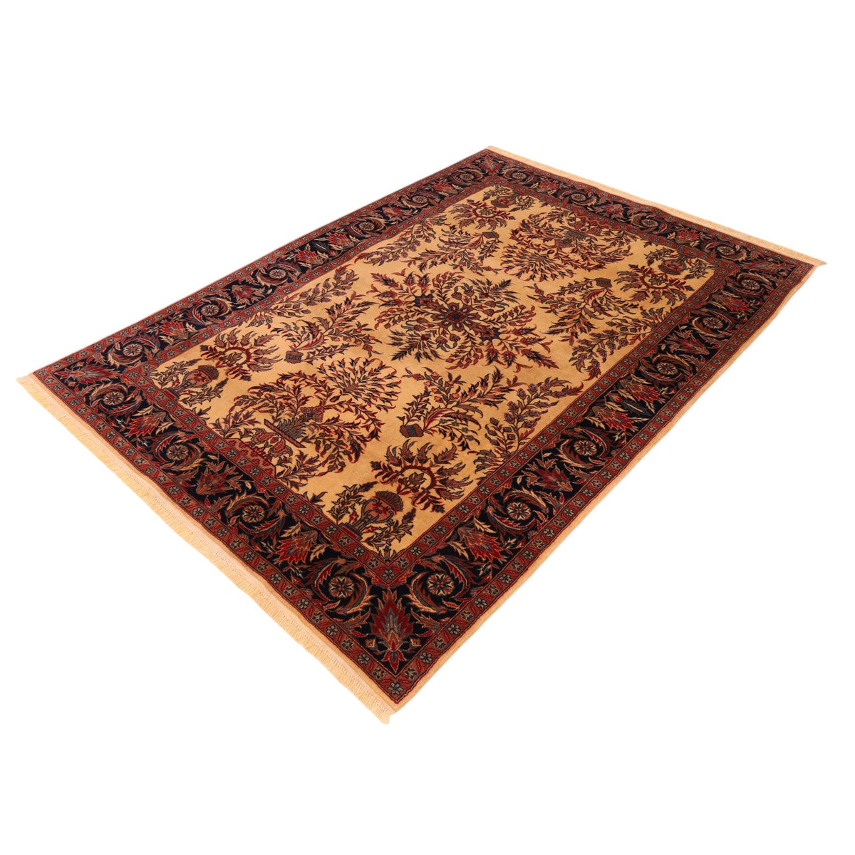 Chinesischer Wollteppich – handgeknüpft, Beige, 163 × 128 cm