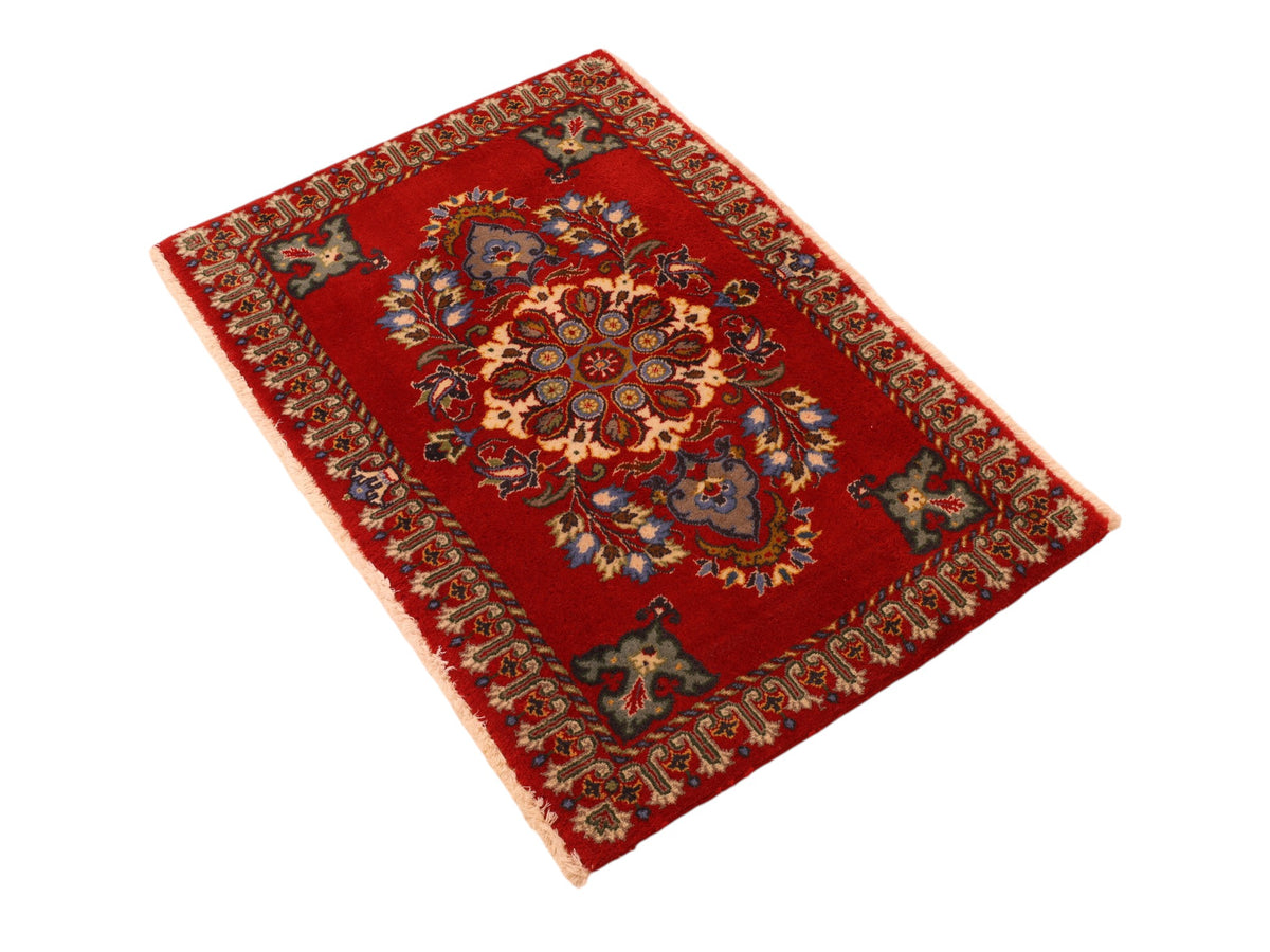 Handgeknüpfter Perserteppich Täbriz 93x65 Wolle Rot Blau