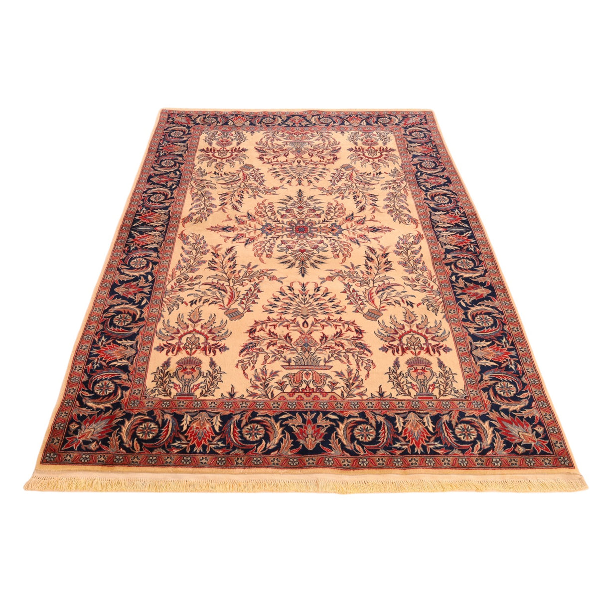 Chinesischer Wollteppich – handgeknüpft, Beige, 163 × 128 cm