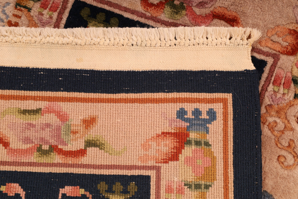 Handgeknüpfter China Orientteppich 123x62 cm Wolle Blau Beige