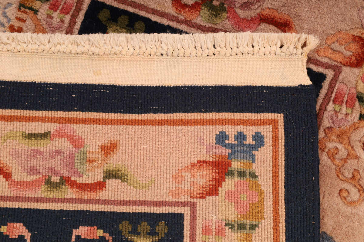 Handgeknüpfter China Orientteppich 123x62 cm Wolle Blau Beige
