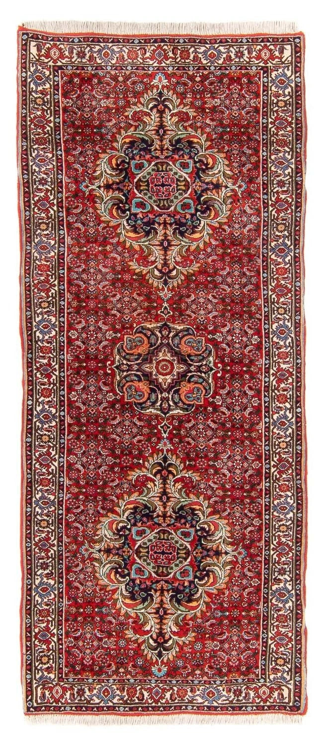 Bidjar-Perserläufer – handgeknüpfter Orientteppich in Rot, 207 × 82 cm
