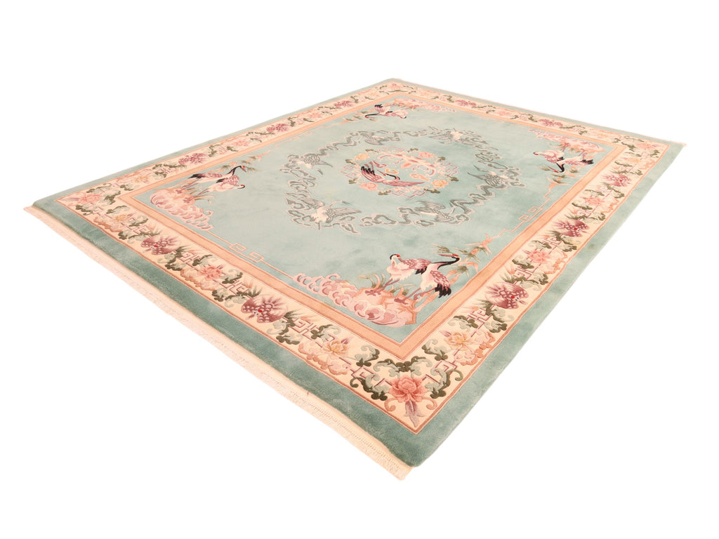 Chinesischer Teppich mit Kranichmotiven – handgeknüpft aus Wolle, 305 × 245 cm