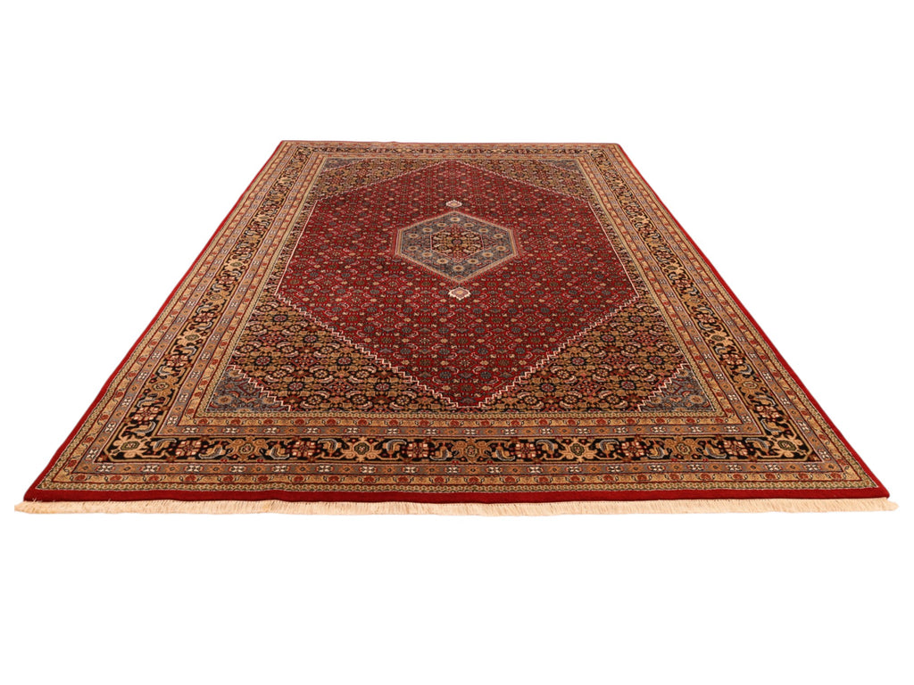 Indo-Bidjar-Teppich aus Wolle – handgeknüpft, Dunkelrot, 347 × 247 cm