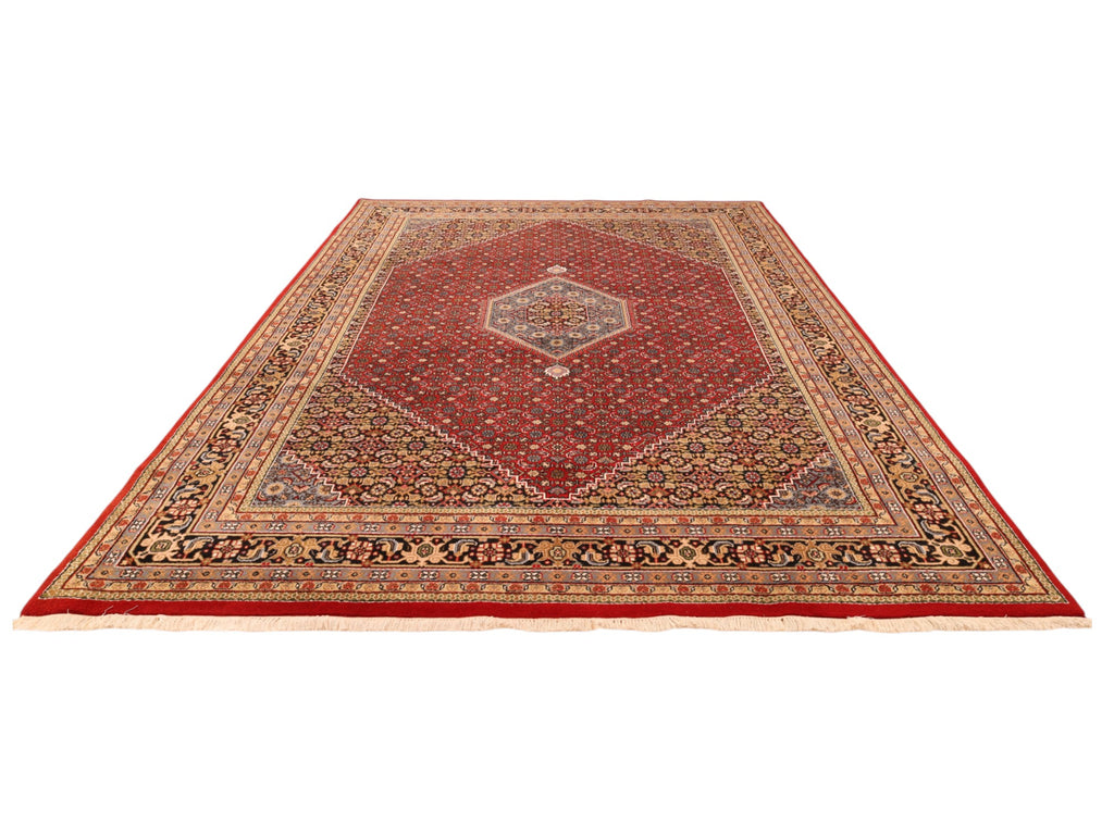 Indo-Bidjar-Teppich aus Wolle – handgeknüpft, Dunkelrot, 347 × 247 cm