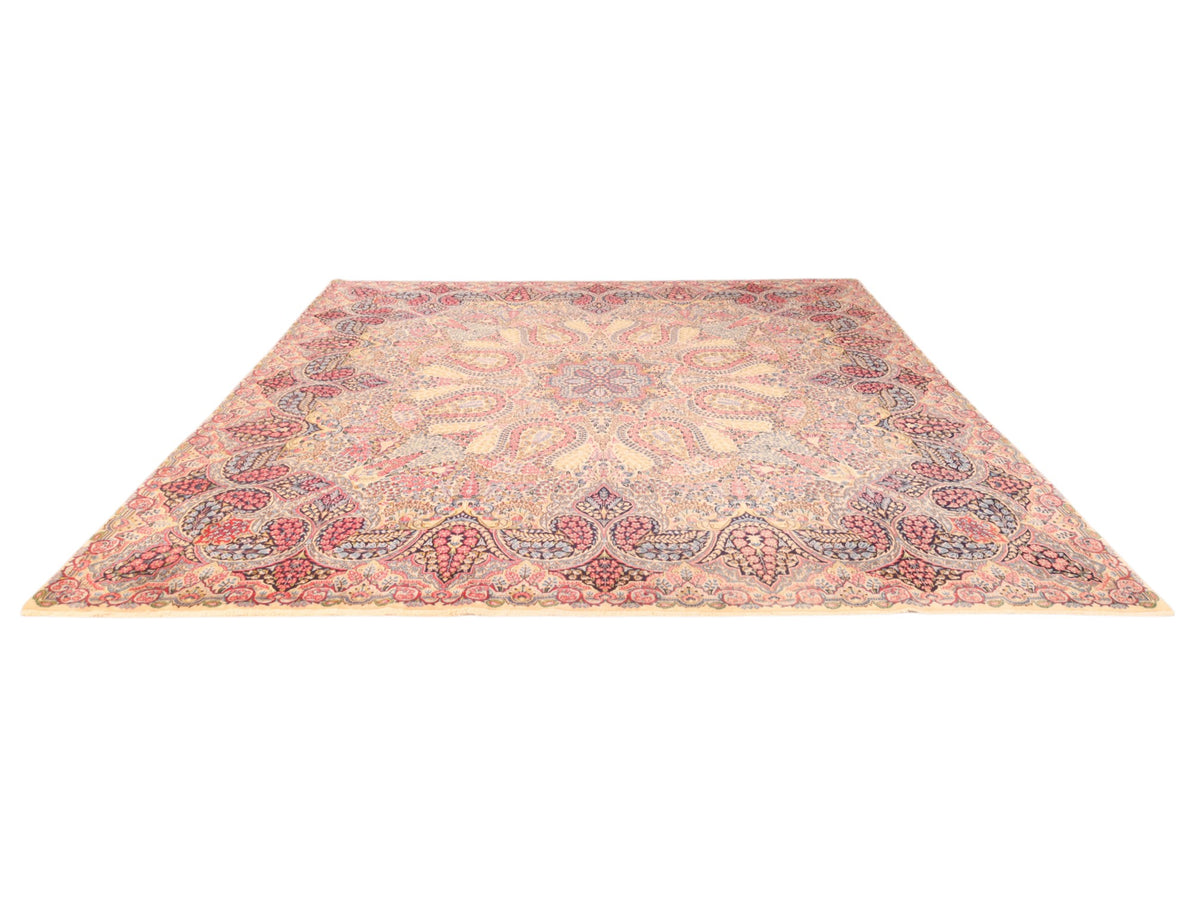 Kerman-Teppich aus Wolle – handgeknüpft, Creme, 308 × 302 cm