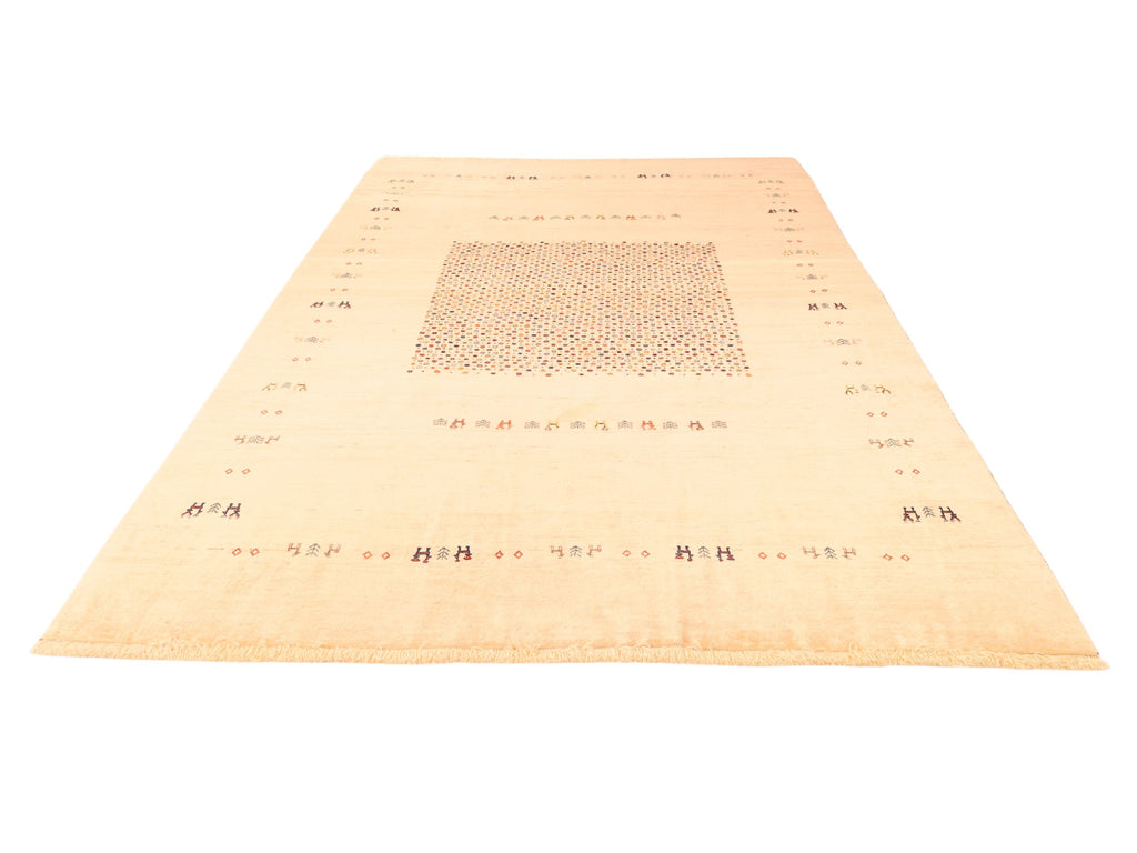 Moderner Wollteppich in Beige – handgeknüpft, 305 × 210 cm