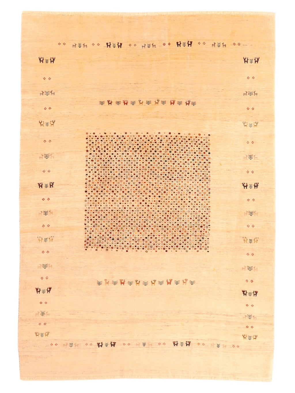 Moderner Wollteppich in Beige – handgeknüpft, 305 × 210 cm