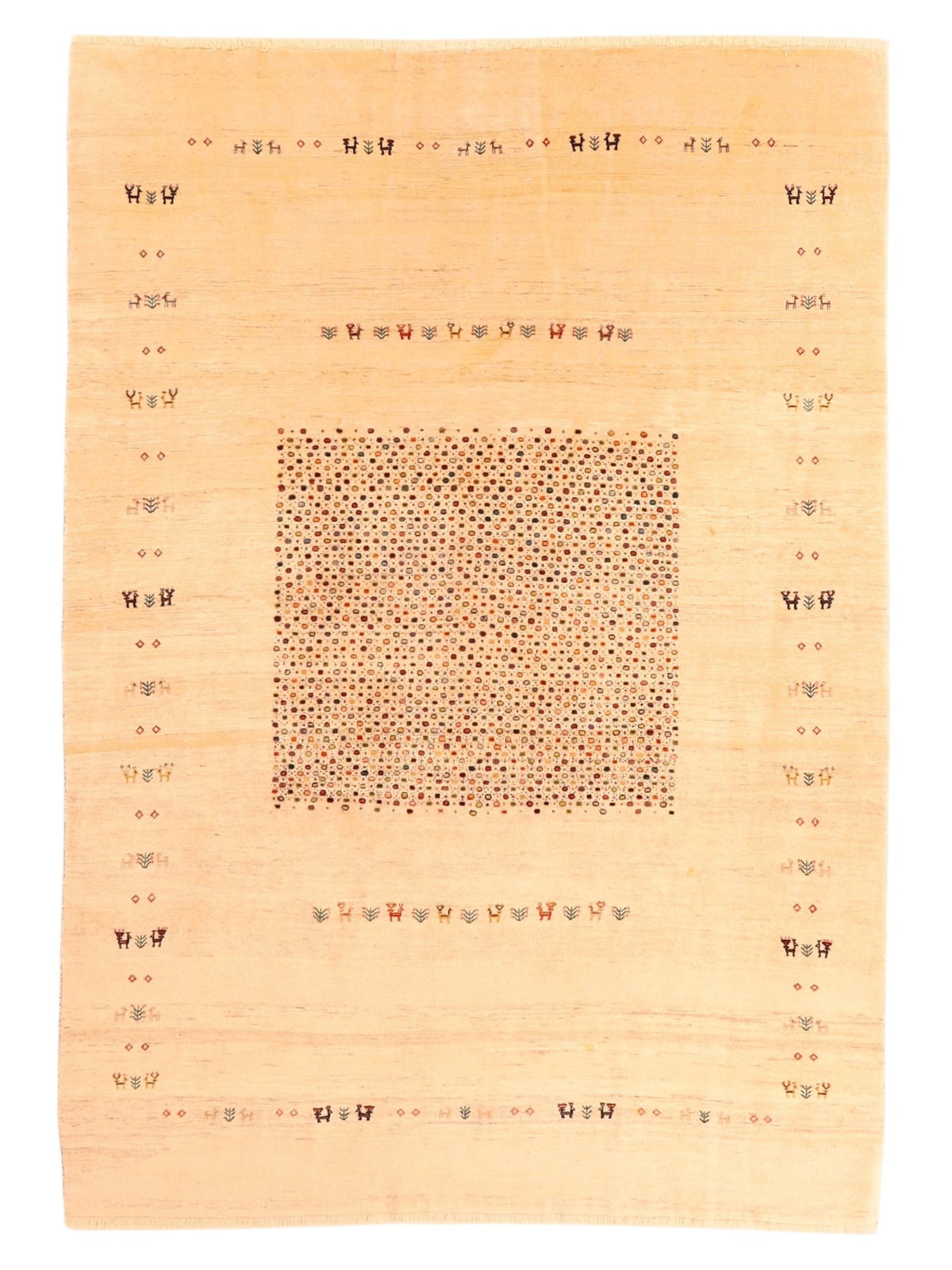 Moderner Wollteppich in Beige – handgeknüpft, 305 × 210 cm