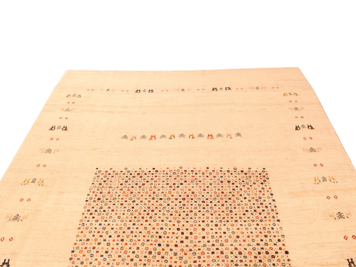 Moderner Wollteppich in Beige – handgeknüpft, 305 × 210 cm