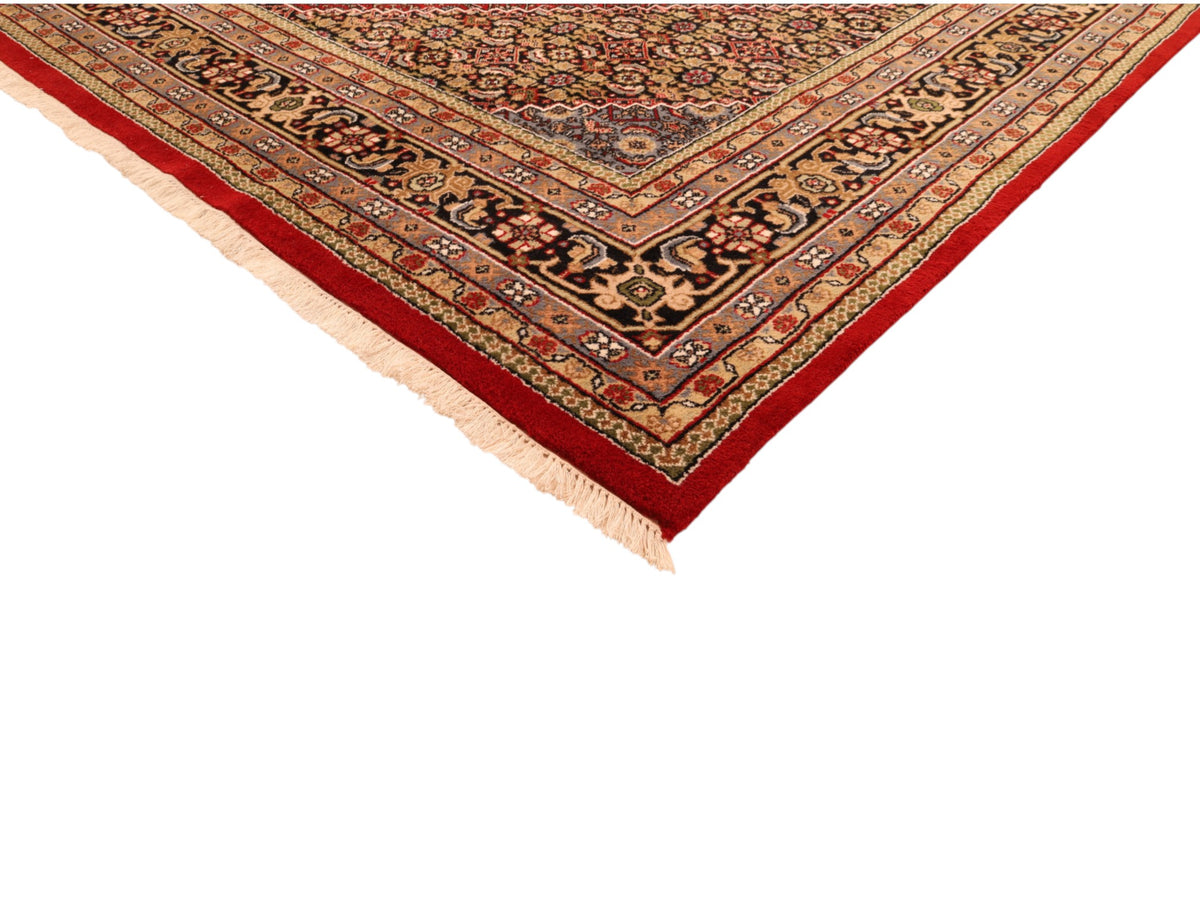 Indo-Bidjar-Teppich aus Wolle – handgeknüpft, Dunkelrot, 347 × 247 cm