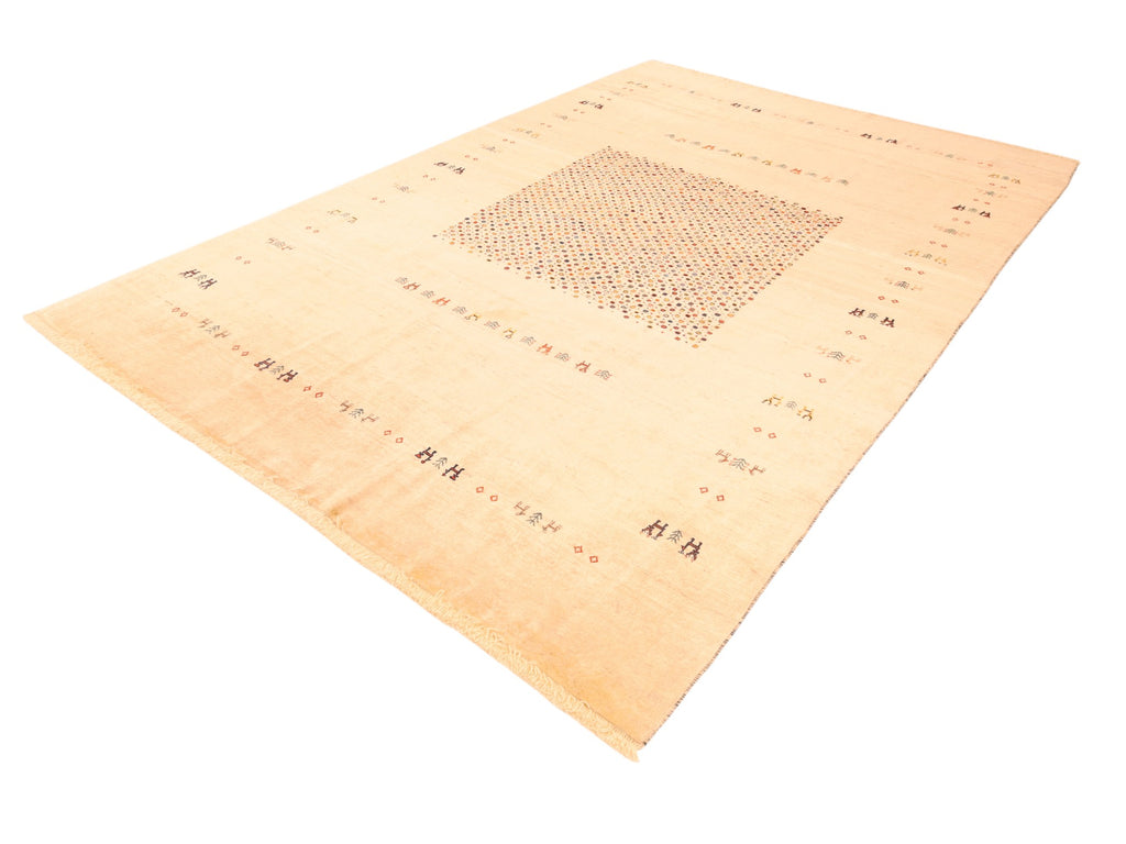 Moderner Wollteppich in Beige – handgeknüpft, 305 × 210 cm