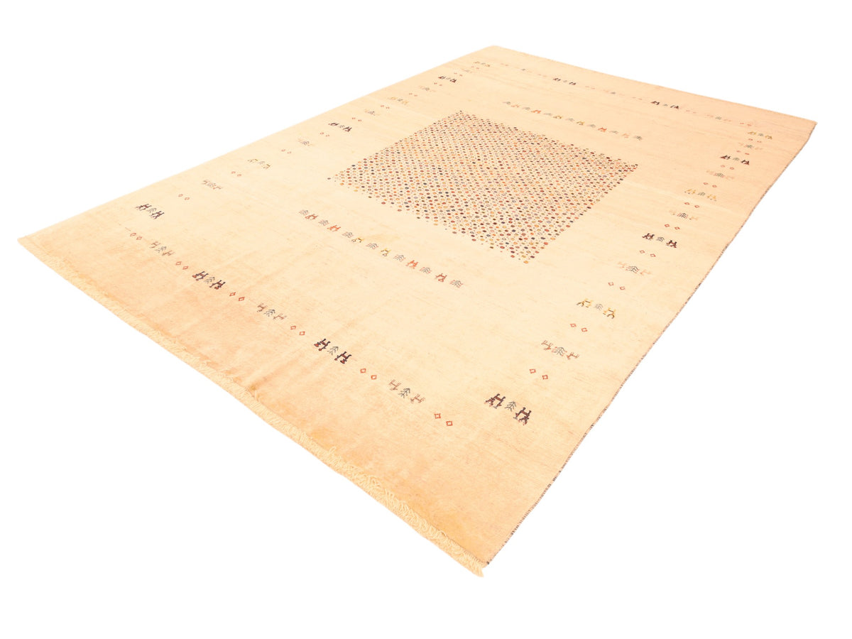 Moderner Wollteppich in Beige – handgeknüpft, 305 × 210 cm