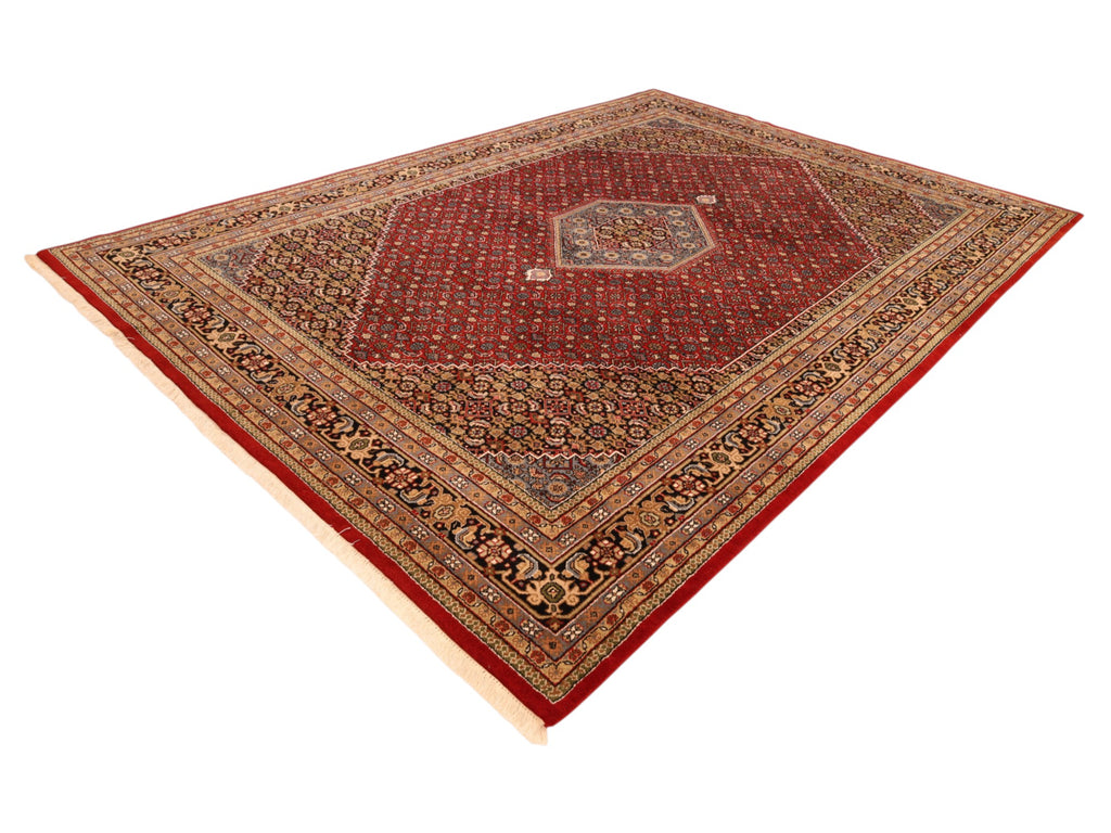 Indo-Bidjar-Teppich aus Wolle – handgeknüpft, Dunkelrot, 347 × 247 cm