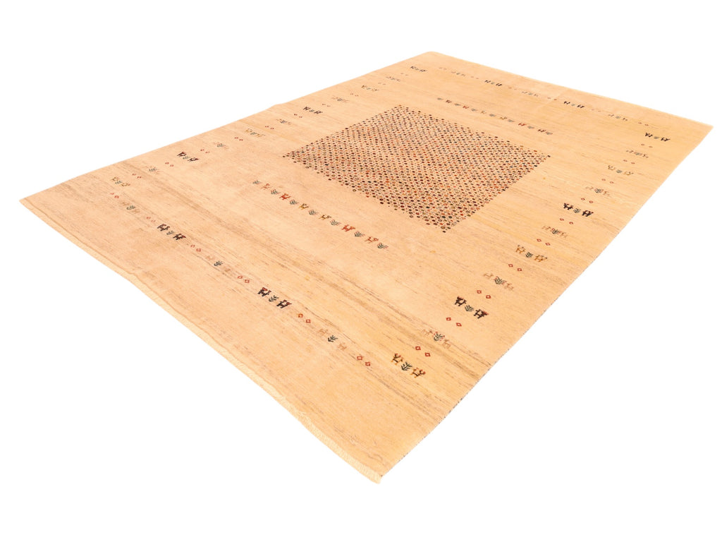 Moderner Wollteppich in Beige – handgeknüpft, 305 × 210 cm