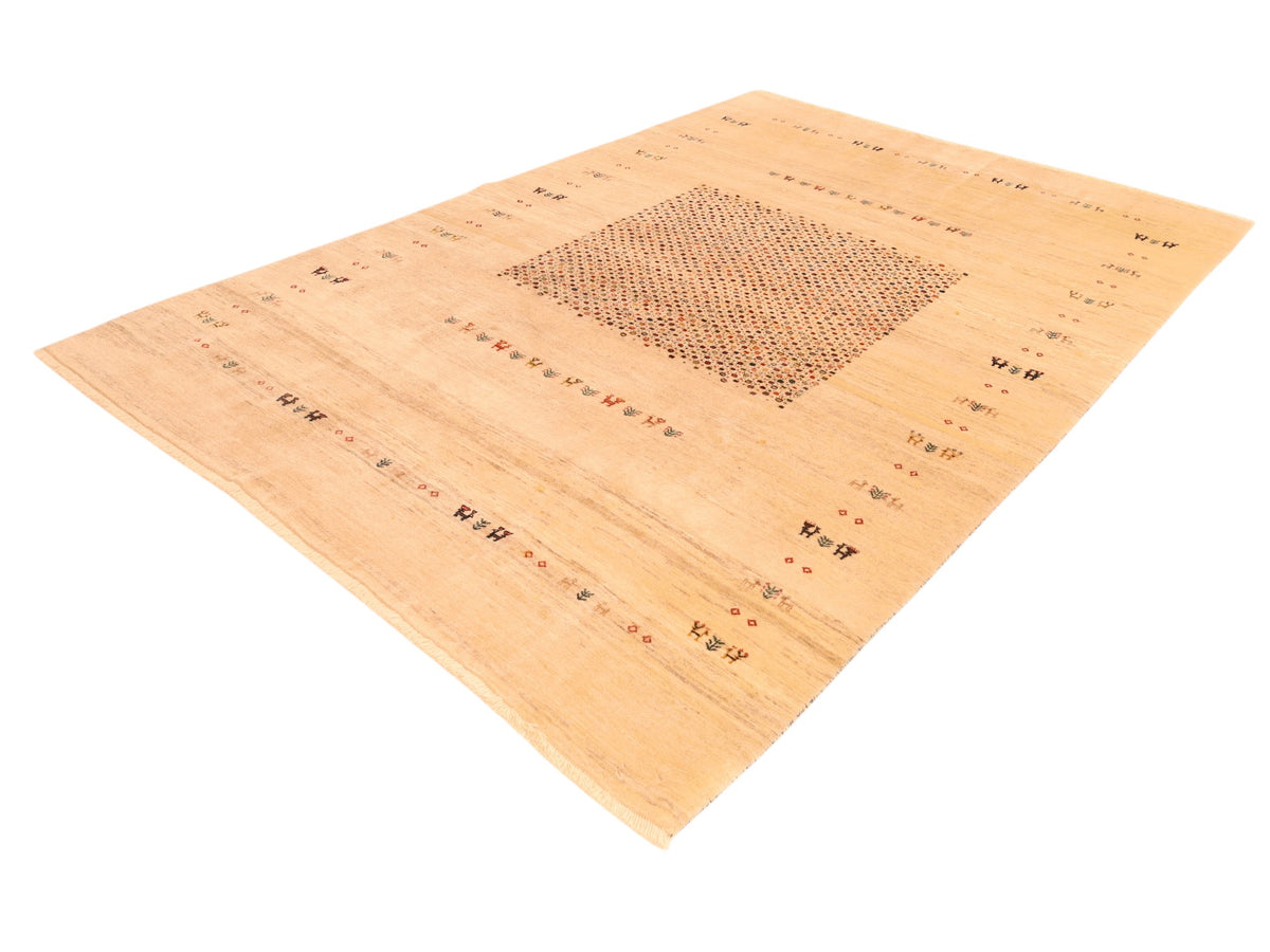 Moderner Wollteppich in Beige – handgeknüpft, 305 × 210 cm
