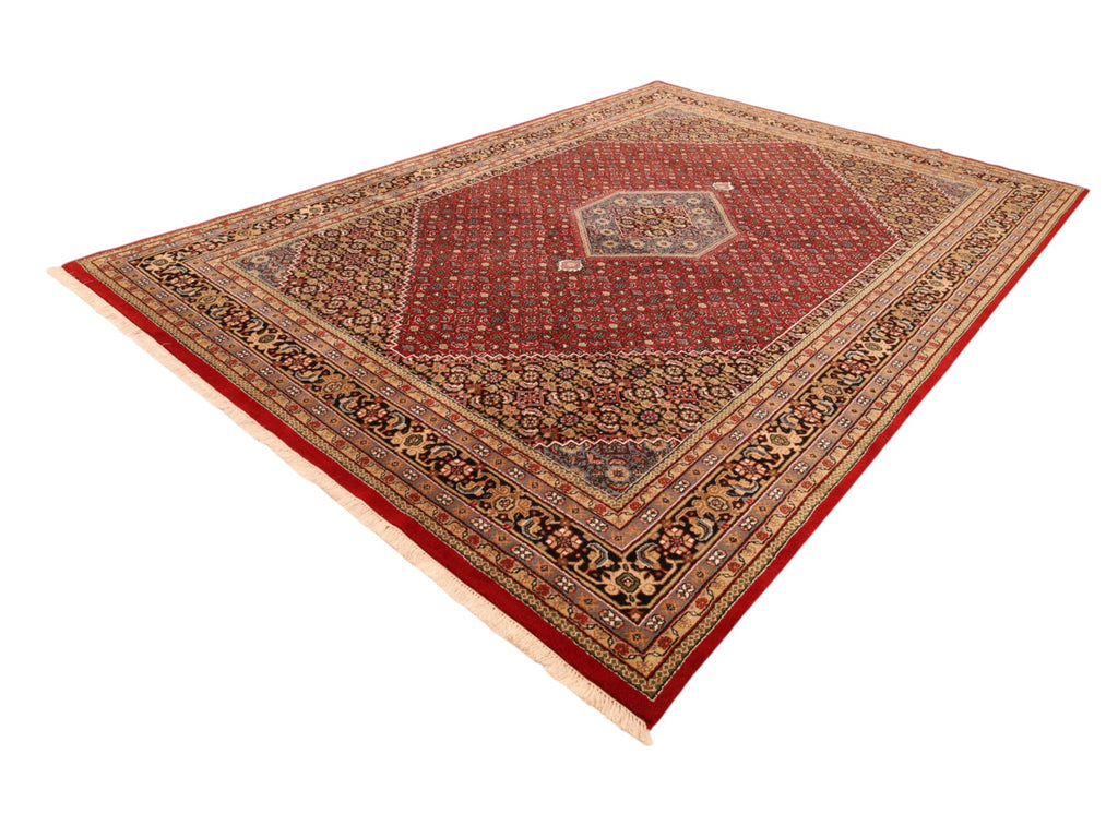 Indo-Bidjar-Teppich aus Wolle – handgeknüpft, Dunkelrot, 347 × 247 cm