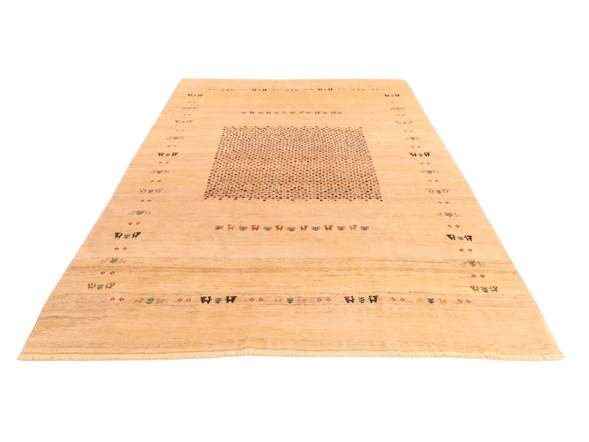 Moderner Wollteppich in Beige – handgeknüpft, 305 × 210 cm