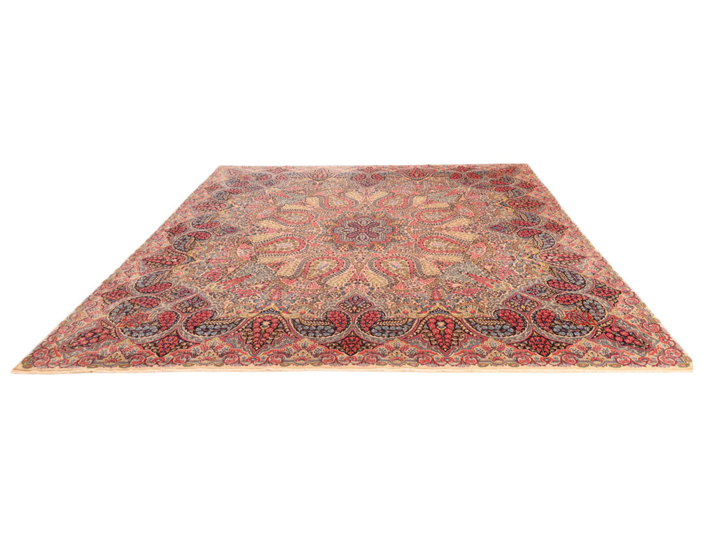 Kerman-Teppich aus Wolle – handgeknüpft, Creme, 308 × 302 cm