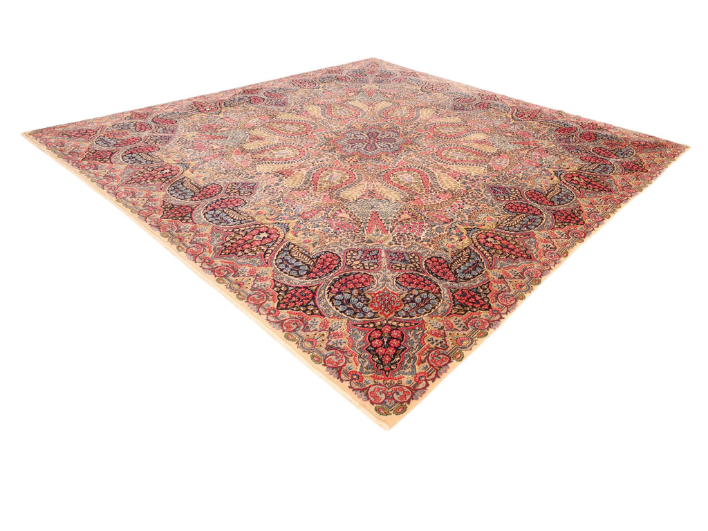 Kerman-Teppich aus Wolle – handgeknüpft, Creme, 308 × 302 cm