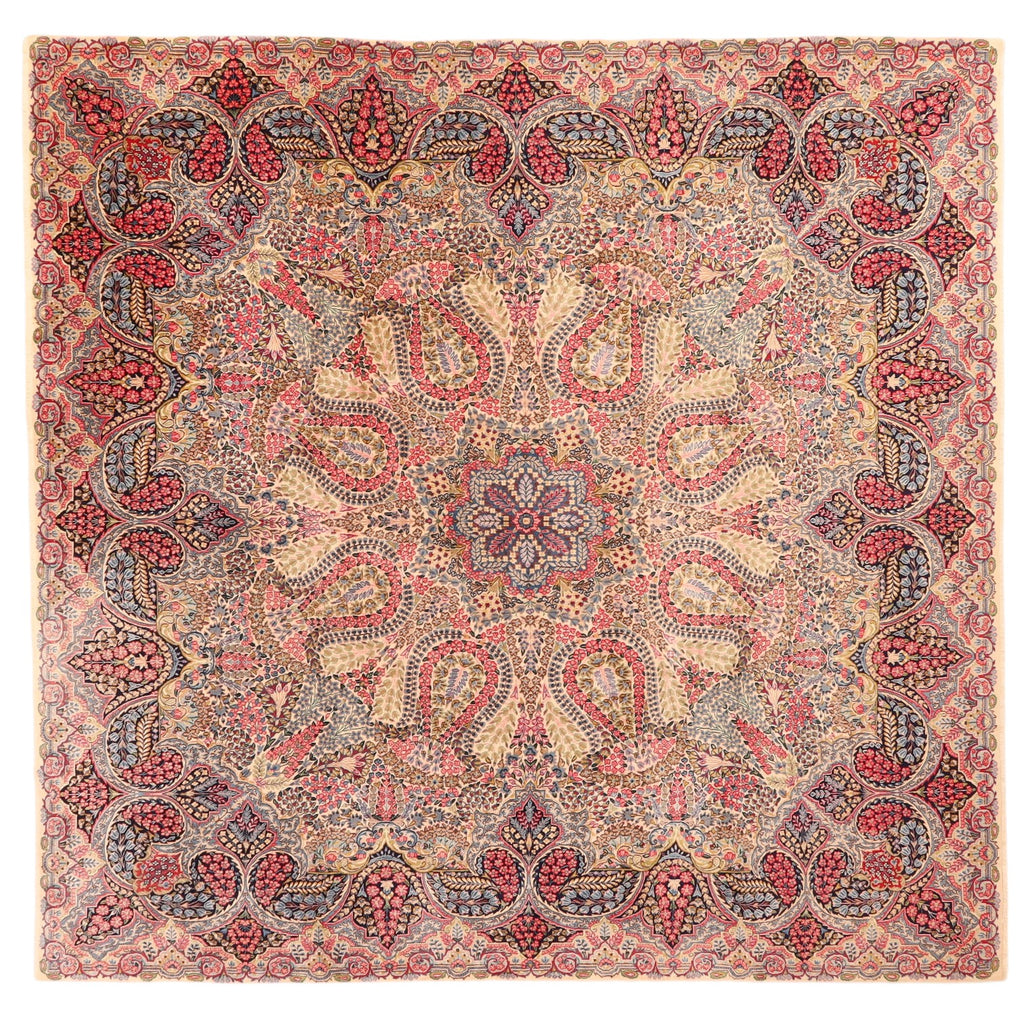 Kerman-Teppich aus Wolle – handgeknüpft, Creme, 308 × 302 cm